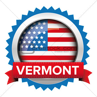 Vermont and USA flag badge vector