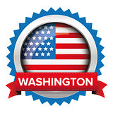 Washington and USA flag badge vector