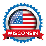 Wisconsin and USA flag badge vector