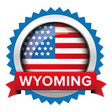 Wyoming and USA flag badge vector