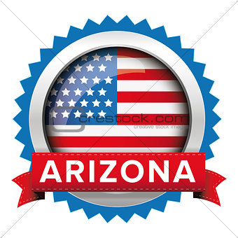 Arizona and USA flag badge vector