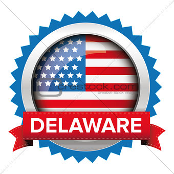 Delaware and USA flag badge vector