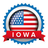 Iowa and USA flag badge vector