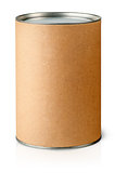 Cardboard tube with metal lids vertically