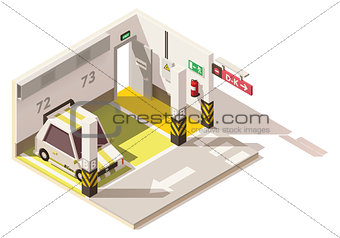 Vector isometric low poly underground car parking