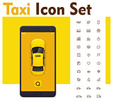 Vector taxi mobile app icon set