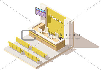 Vector isometric low poly hospital reception