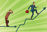 Businessmen running chart growth and look forward