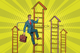 Businessman climbs up the stairs