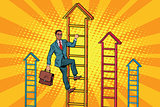 Businessman climbs up the stairs