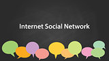 internet social network white text illustration with colourful empty callouts and black background