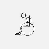 Stick figure man in wheelchair