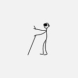 Blind Person with Cane Icon stick figure