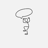 Cartoon icon of sketch stick figure angry