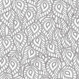 Abstract hand drawn outline feather leaf seamless pattern.