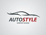Automotive car logo design with abstract sports vehicle silhouet