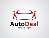 Auto car dealership logo design with concept sports vehicle silh