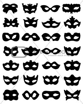 silhouette of festive masks