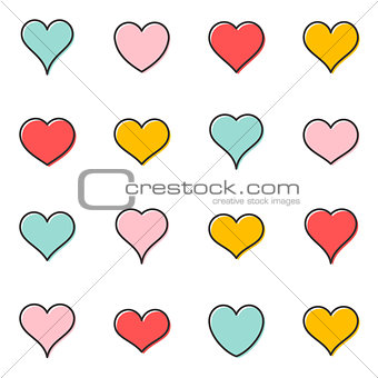 Simple vector heart outline icons