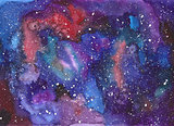 Space hand painted watercolor background.