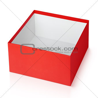 open empty red square box isolated on white