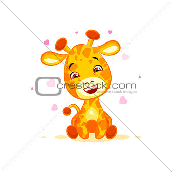Emoji hello hi in love hearts you are cute character cartoon Giraffe sticker emoticon
