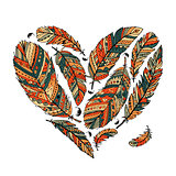 Feather collection, heart shape for your design