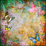 Vintage floral butterfly background