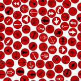 Black and white arrows on red circles seamless