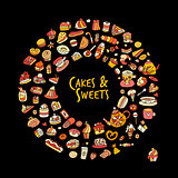 Cakes and sweets collection, sketch for your design