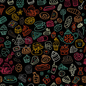Cakes and sweets, seamless pattern for your design