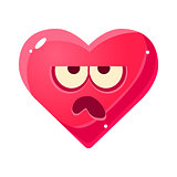 Grumpy Emoji, Pink Heart Emotional Facial Expression Isolated Icon With Love Symbol Emoticon Cartoon Character