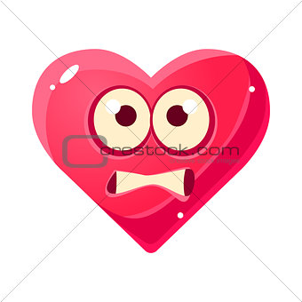 Scared Emoji, Pink Heart Emotional Facial Expression Isolated Icon With Love Symbol Emoticon Cartoon Character