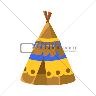 Decorated Wigwam Hut, Native American Indian Culture Symbol, Ethnic Object From North America Isolated Icon