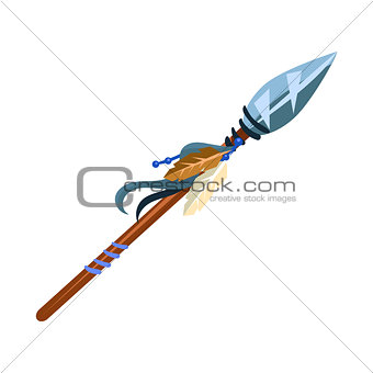 Warriors Spear Cold Weapon, Native American Indian Culture Symbol, Ethnic Object From North America Isolated Icon
