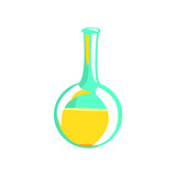 Laboratory Test Tube With Yellow Liquid , Part Of Chemist Scientist Equipment Set Isolated Object
