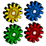 Colors  gears on white background vector