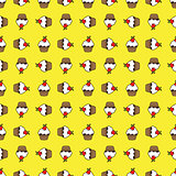 Yellow background cupcake seamless pattern