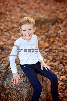 happy kid at fall