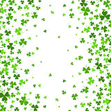 Saint Patrick s Day Border with Green Four and Tree Leaf Clovers on White Background. Vector illustration. Template. Lucky and success symbols