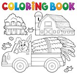 Coloring book farm truck with carrots