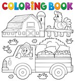Coloring book with farm truck