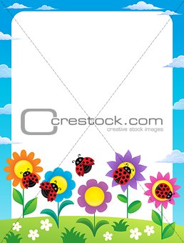 Frame with flowers and ladybugs 2