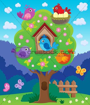 Tree with stylized birds theme image 4