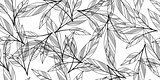 Black and white seamless leaves