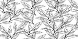 Black and white seamless leaves