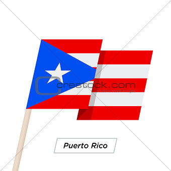 Puerto Rico Ribbon Waving Flag Isolated on White. Vector Illustration.