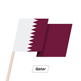 Qatar Ribbon Waving Flag Isolated on White. Vector Illustration.