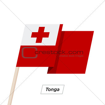 Tonga Ribbon Waving Flag Isolated on White. Vector Illustration.