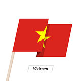 Vietnam Ribbon Waving Flag Isolated on White. Vector Illustration.